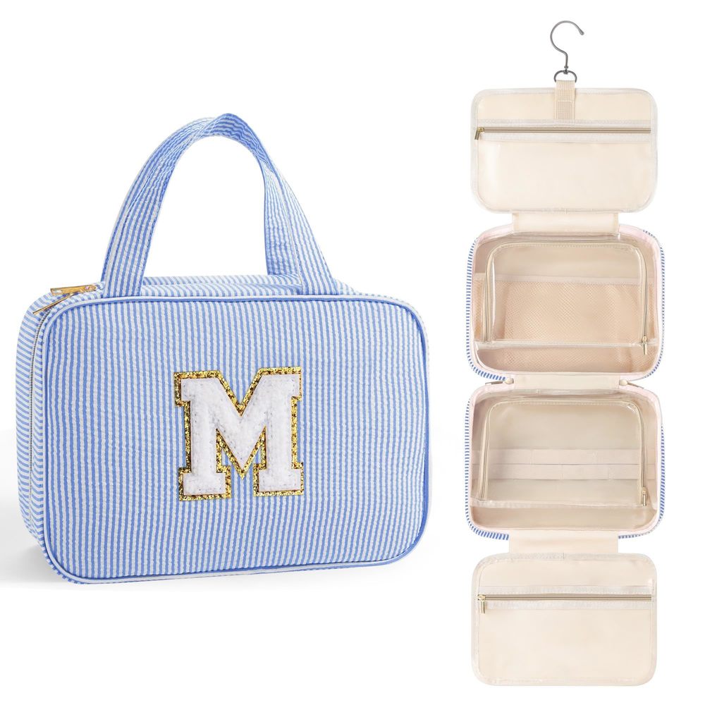 Initial Makeup Bag - Travel Toiletry Bag For Women, Personalized Birthday💕